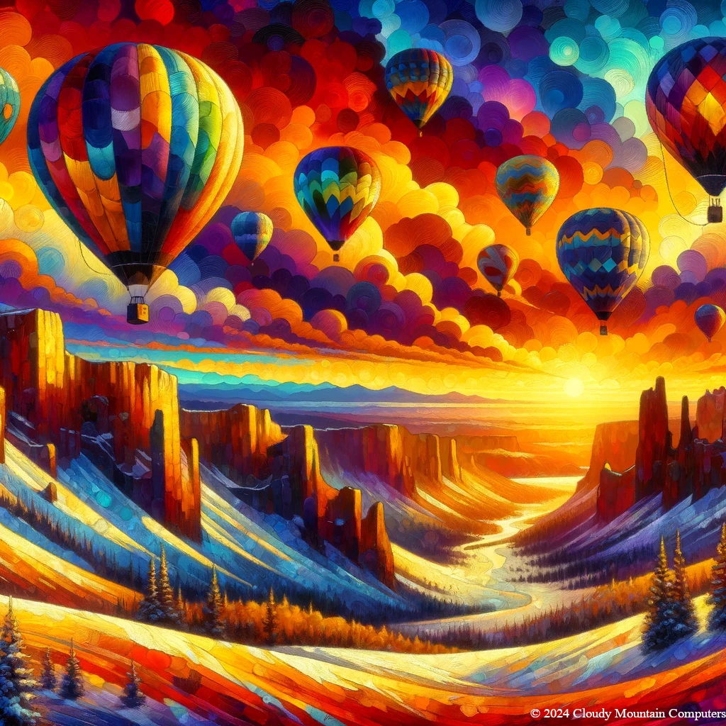 Colorful hot air balloons floating in the sky