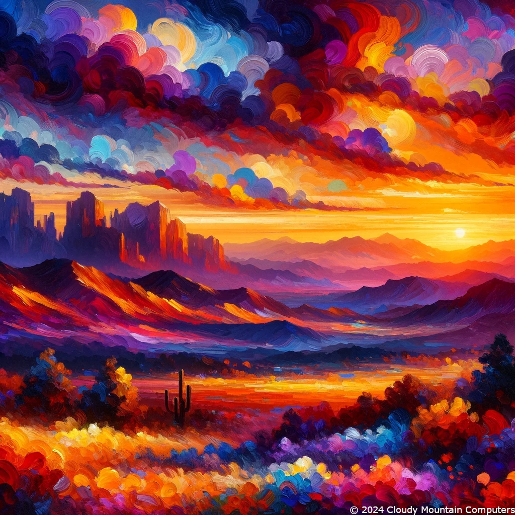 Vibrant colors of a Southwestern valley landscape